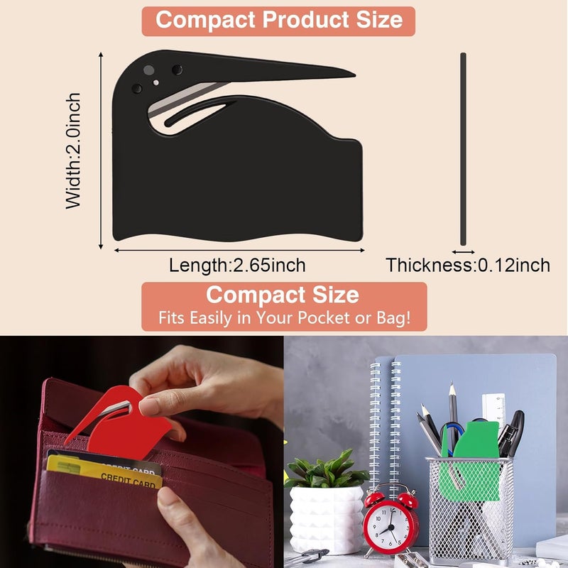 TONOS Letter Opener Envelope Slitter 8 Pack, Mail Opener with Concealed Blade, Portable Envelope Opener for Home, Office, and Travel, Durable Paper Cutters - 4 Colors (2 Each), Safe & Easy Mail Opening - Image 4